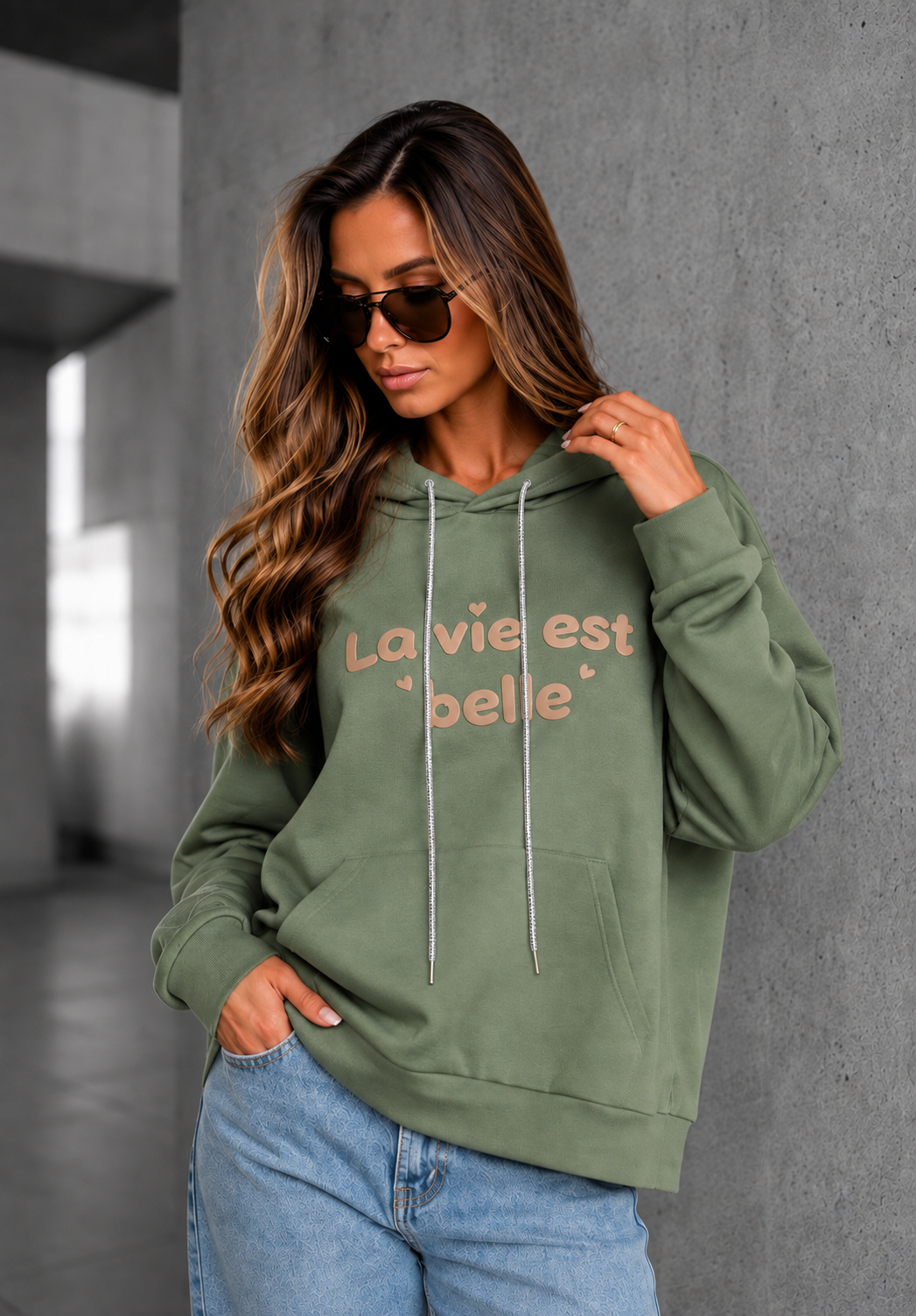 PULOVER API olivno zelen